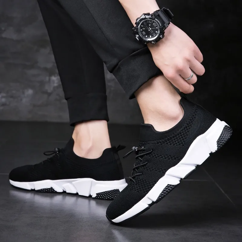 Krasovki Brand Shoes Men Casual Fly Weave Black Sneakers Tenis Masculino Summer Mesh Trainers Breathable Male 2019 Dropshipping