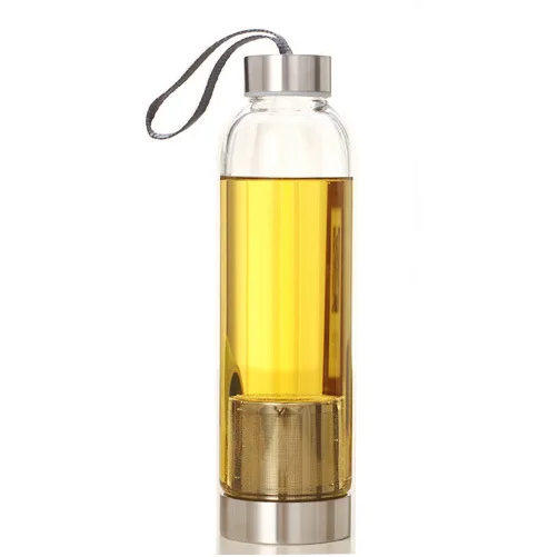 

Modern Design My Bottle Water Tea Glass Milk Bottles sports Cup Glass with Tea Filter Infuser Protective Bag 550ml Fruit Outdoor