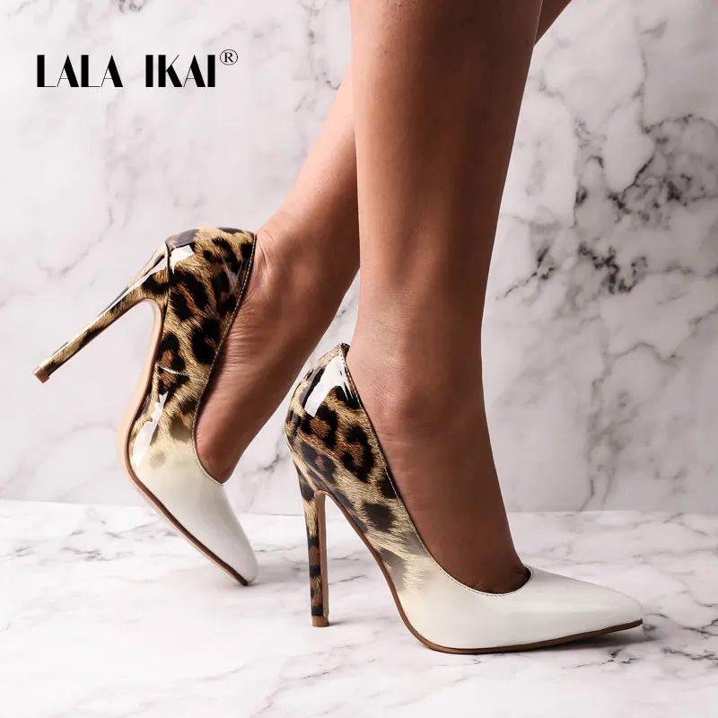 LALA IKAI Women Fashion PU Leather Pumps Super High Heels Leopard Sexy Wedding Party Shoes Zapatos De Mujer 900C3381-4