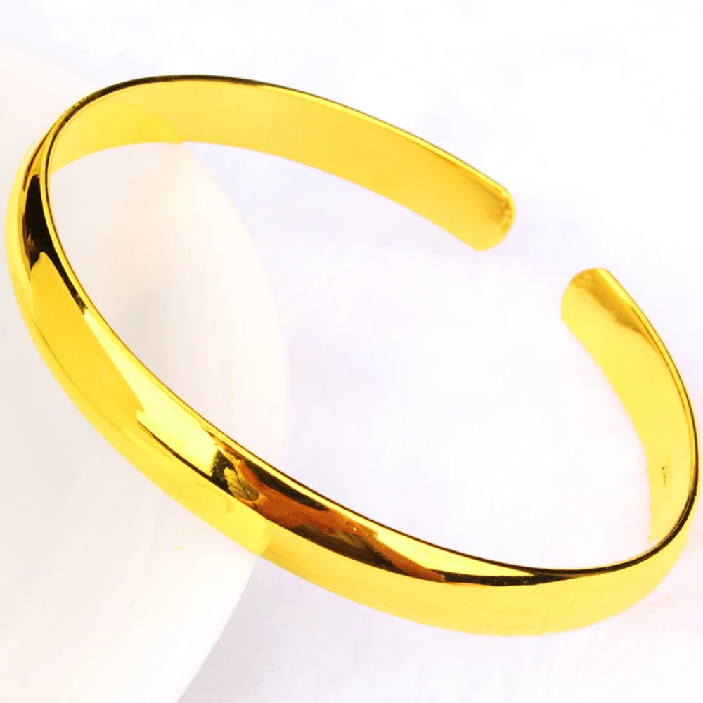 Lisse 24k Or Jaune Massif Femmes Bracelet Dia60mm