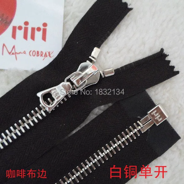 M4 мельхиор молния 60- 80 см 6# riri яркий серебряный открытое разрез riri молния одежда