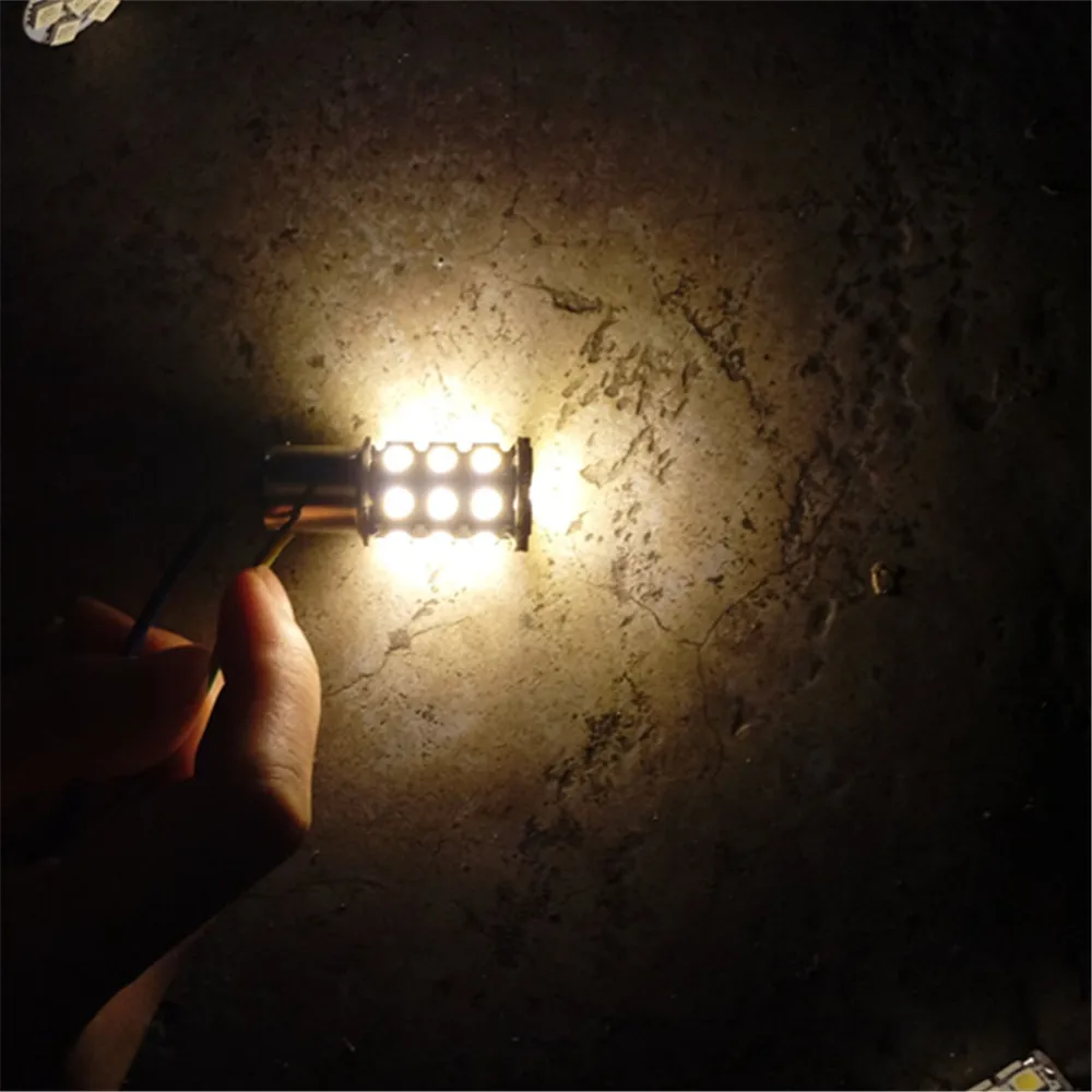 10 X теплый белый 27 SMD светодиодный 1156 BA15S P21W 1141 RV Кемпер трейлер внутренние