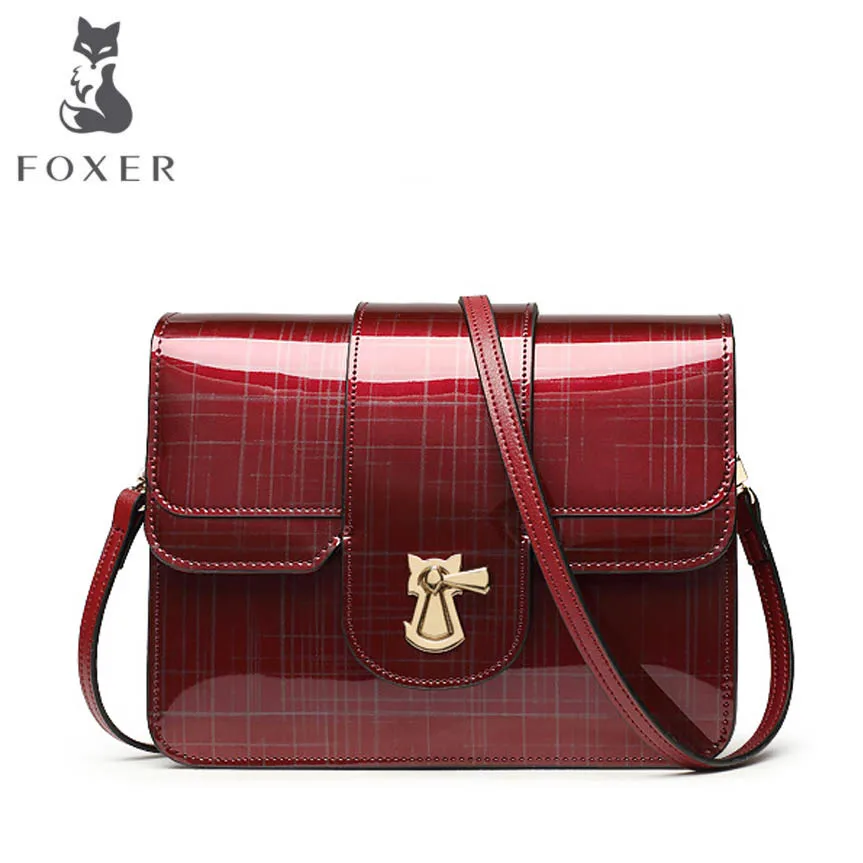 

FOXER2018 luxury fashion high-grade leather new small square bag fashion bag shoulder bag simple lock Messenger bag female tide