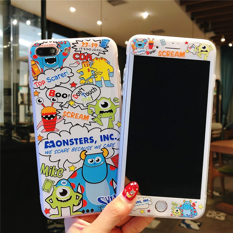 Para iphone 7 7plus Cartoon Stitch funda alivio + de pantalla de vidrio templado funda para iphone 6 De Apple 6s Plus Fudas|case plus|case forcase for apple -