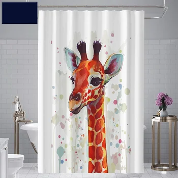 

modern Wave waterproof mildew thickening cartoon giraffe cloth heavier toilet sinker hook bathroom shower curtain M543