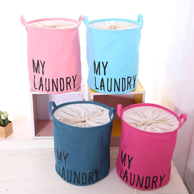 Colorful Organizer Cotton Linen Waterproof Home Storage Bag Fabric Hamper Debris Box Laundry Storage Basket 2019 Hot Sale
