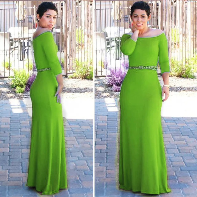 Пакистанская женская одежда Сари платья платье Хлопок Полиэстер Новинка в европейском стиле Seven Point с длинными рукавами без бретелек Талия, длинное, сексапильное - Цвет: Зеленый
