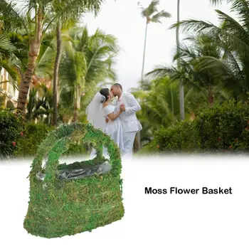 

Moss Handbag Garden Basket Hand-woven Green Flower Basket Wedding Accessory for Women Supplies Brand New Hot Sale