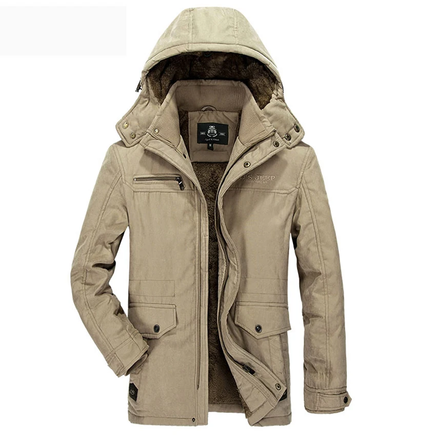 

AFS JEEP Mens Super Keep Warm Hooded Winter Parkas AFS JEEP Outwear Winter Jackets Coat Plus Size M-XXXL 228