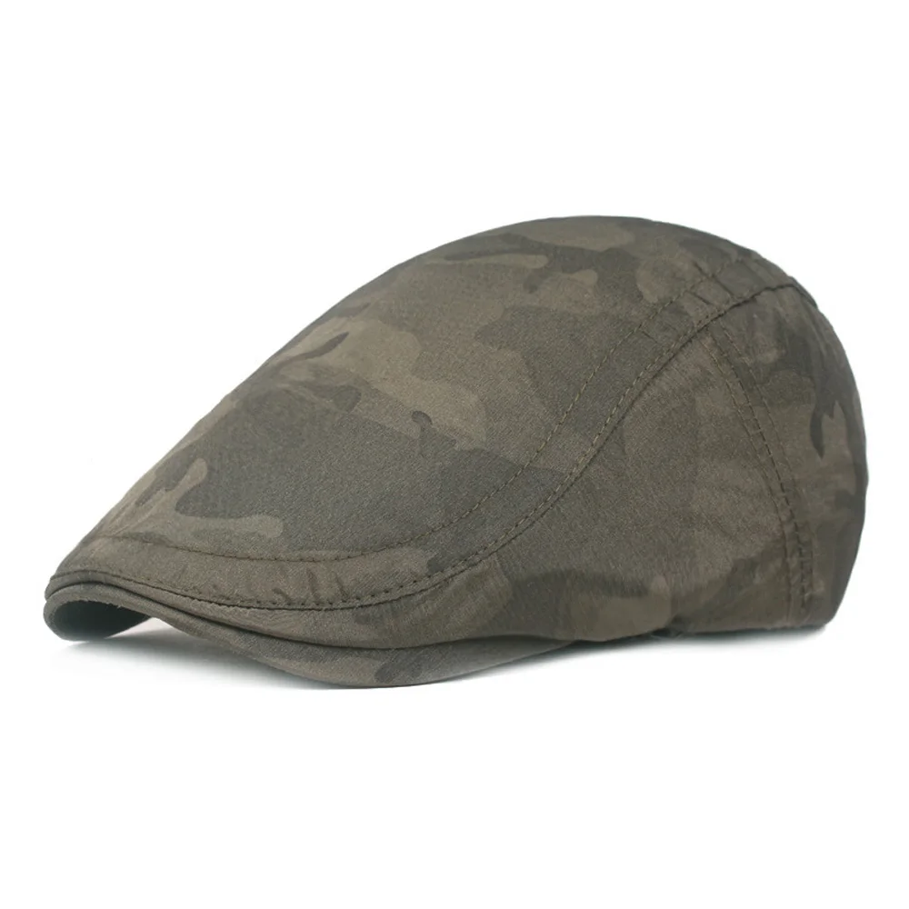 Men’s Adjustable Hats Golf Newsboy Hat Camouflage Printed Caps Casual Berets Cap CSHAT0404 - Цвет: Army Green