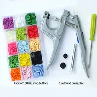 送料無料1セットのボタンファスナースナッププライヤー& 1箱の150セットt5スナッププラスチック樹脂ボタンハンドプレスツールプライヤー003