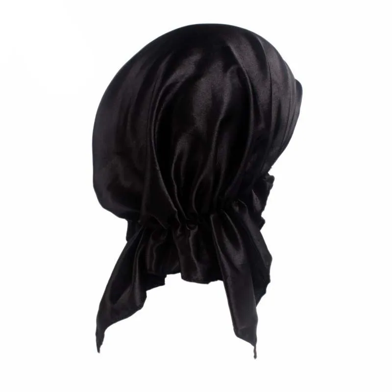 

Fashion Women Silk Satin Pre-tied Scarf Turban Hat Bandanas Chemo Beanies Caps Head Wrap For Cancer Hair Loss Cover Accessories