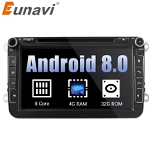 Eunavi 2din Android 8.0 Octa Core 4GB RAM Car DVD for VW Passat CC Polo GOLF 5 6 Touran EOS T5 Sharan Jetta Tiguan GPS Radio bt