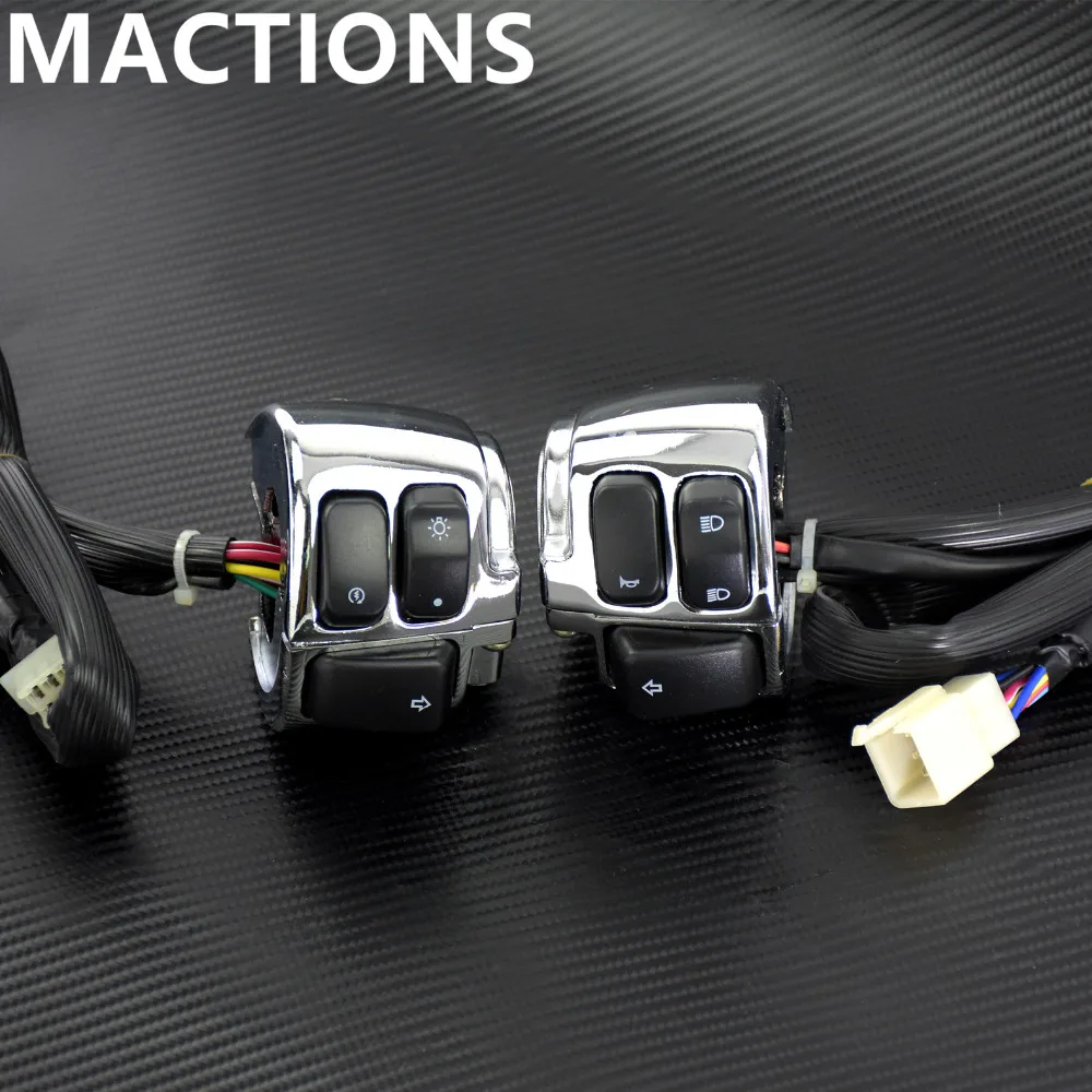 Mortorcycle 1'' Handlebar Turn Signal Control Switch With Wiring