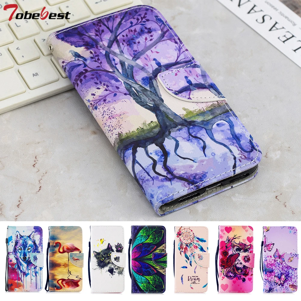 

Leather Wallet Phone Case For Huawei nova 4 Case Cover for Coque Huawei nova 4 nova4 6.4'' Cover Wolf Painted Flip Phone Bag
