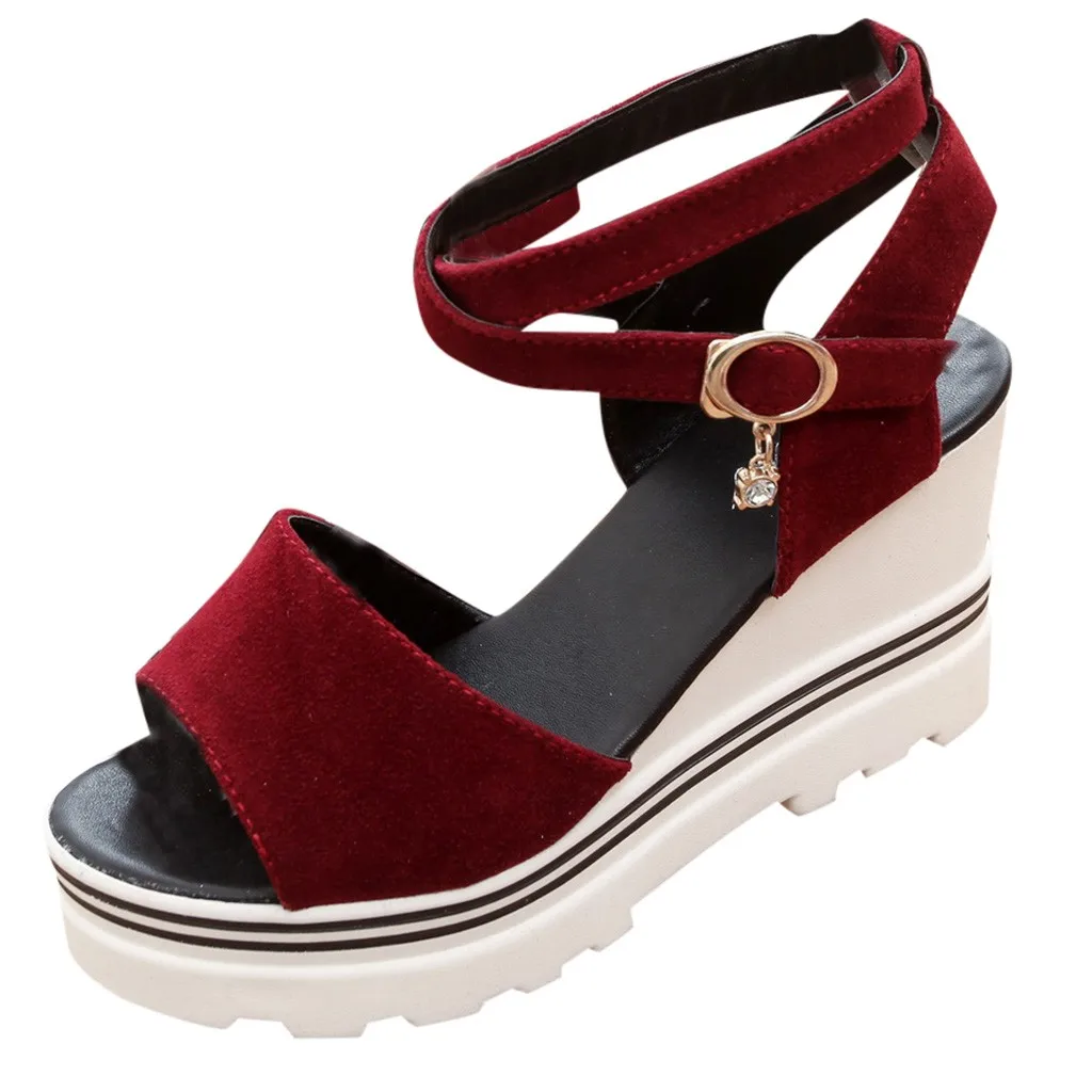 

SAGACE Women High Heel Sandals Casual Wedges Fashion With Platform Thick Toe Sweet Student Beach Pumps Buckle Strap Shoes