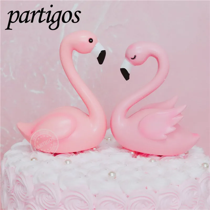 1pcs pink flamingo cake topper Happy Birthday Cake Decoration Flamingo Party Decor wedding deco BabyShower summer party supplies