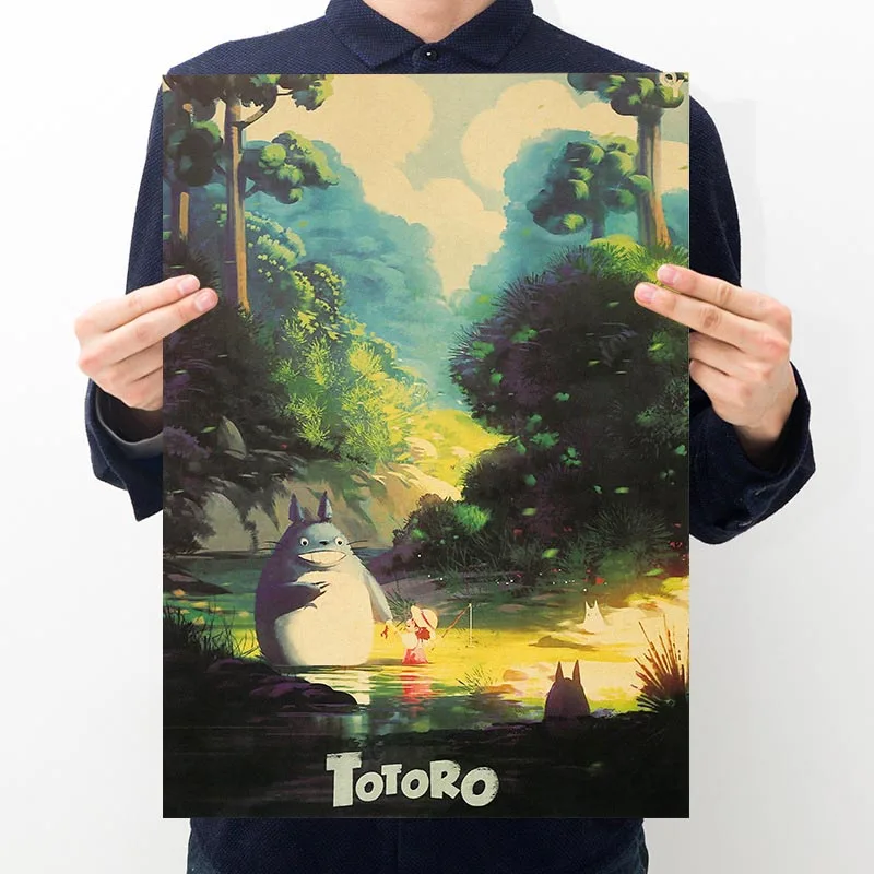 Винтажный постер Hayao Miyazaki Totoro из крафт-бумаги в стиле ретро постеры японского
