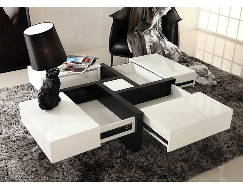 Natural wooden panel Coffee Table Living Room Home Furniture minimalist modern square white shiny mesas de centro table basse