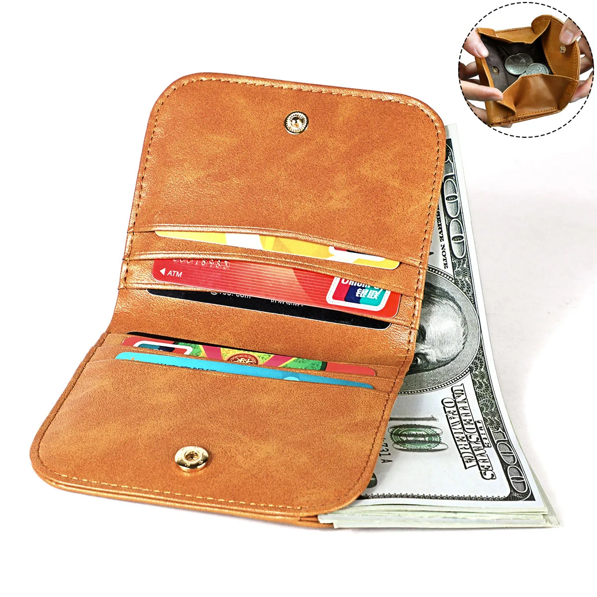 

2019 New Genuine Leather Women Wallet Brand Womens Wallets Casual Short Slim Wallet Mini Card Holder Purse with Hasp Coin Pocket
