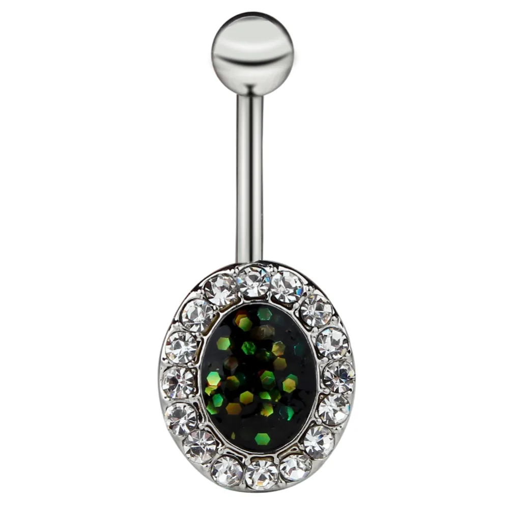New 14G Opal Stone belly piercing Oval Navel Ring Resin Belly Button