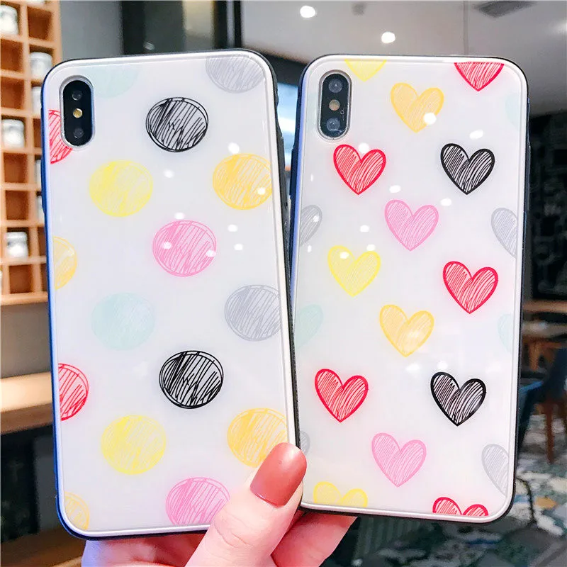 Чехол из закаленного стекла для iPhone 7 8 Plus 6 6s X XR XS MAX модный Противоскользящий