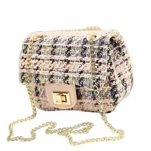 Mini Korean Style Chain Bag Women Designer Ladylike Small Shoulder Bag Designer Woolen Fabric Ladies Classy