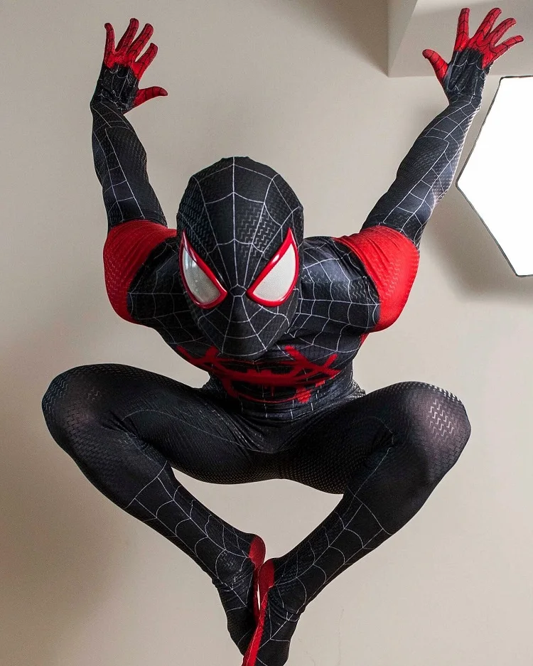 Здесь продается  Miles Morales Spider-Man Costume Miles Animated Version Cosplay Spiderman Superhero Costume Halloween Zentai Suit For Adult/Kids  Одежда и аксессуары