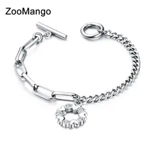 ZooMango Асимметричная цепь из нержавеющей стали дамский браслет Модный золотой в виде Розы очаровывательный браслет ювелирные изделия для женщин девочек ZOGS989
