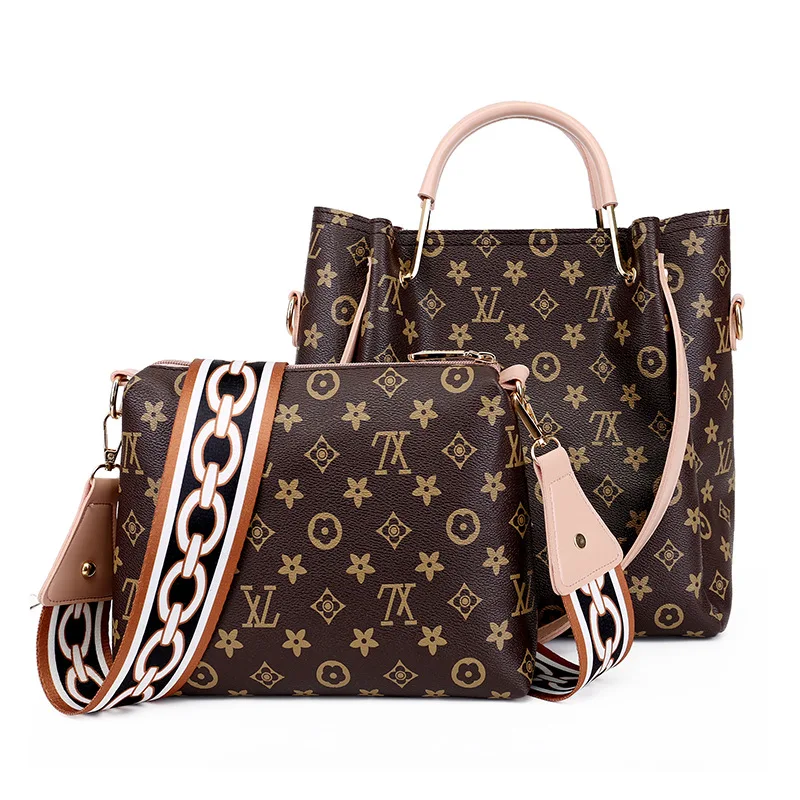 

2 piece Set Women Leather Handbag Vintage Shoulder Crossbody Messenger Composite Bags Tote Bag Ladies for Mother Luxury Bag