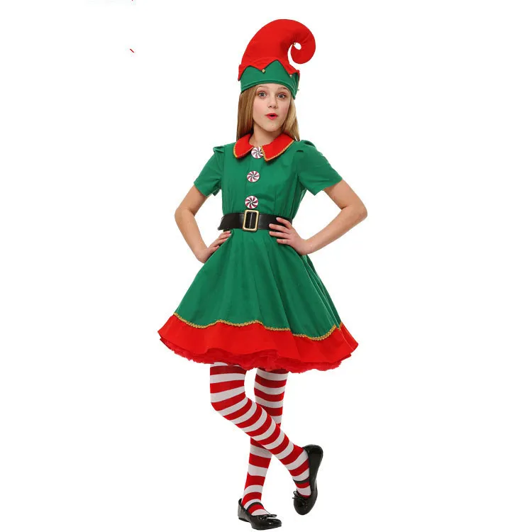 Рождественский костюм эльфа для детей и взрослых; семейный зеленый костюм эльфа; карнавальные вечерние костюмы; Рождественский комплект с чулками