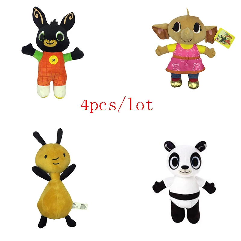 4pcs/Lot 25-30cm Cartoon Soft Bing Bunny Rabbit Toy Anime Stuffed Animals Plush Doll Sula Elepant Fox Unicorn For Girls Gifts