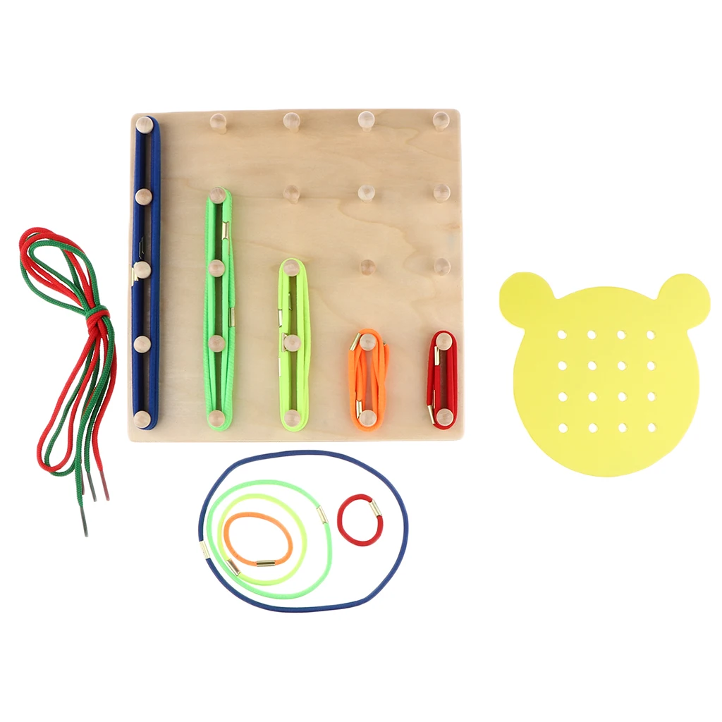 Kids Wooden Geoboard Geometric Mathematics Teaching Tool Kids Preschool Toys Montessori Early Learning Educational Puzzle Toy