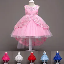 Girls Wedding Dress Kids Summer Cotton Sleeveless Floral Princess Party Clothes Children Evening Ball Formal Trailing dress