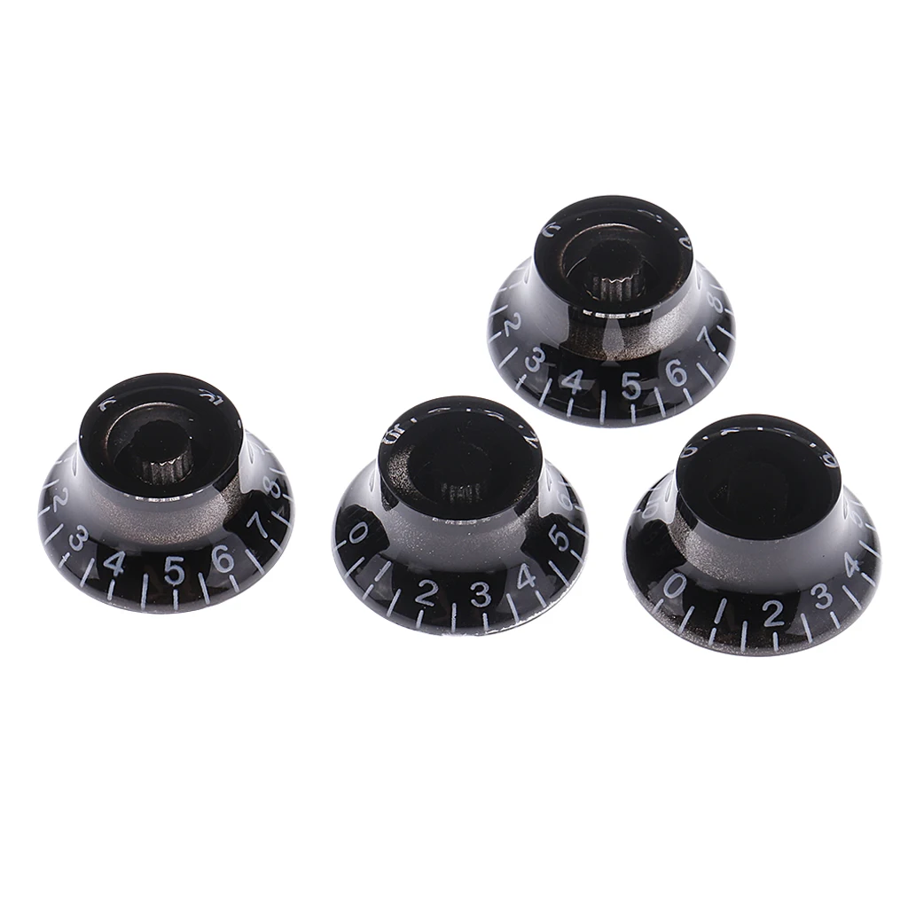 4 Pcs Acrylic Volume Tone Control Knobs with White Numbers Replacement Guitar Control Buttons for LP Electric Guitar