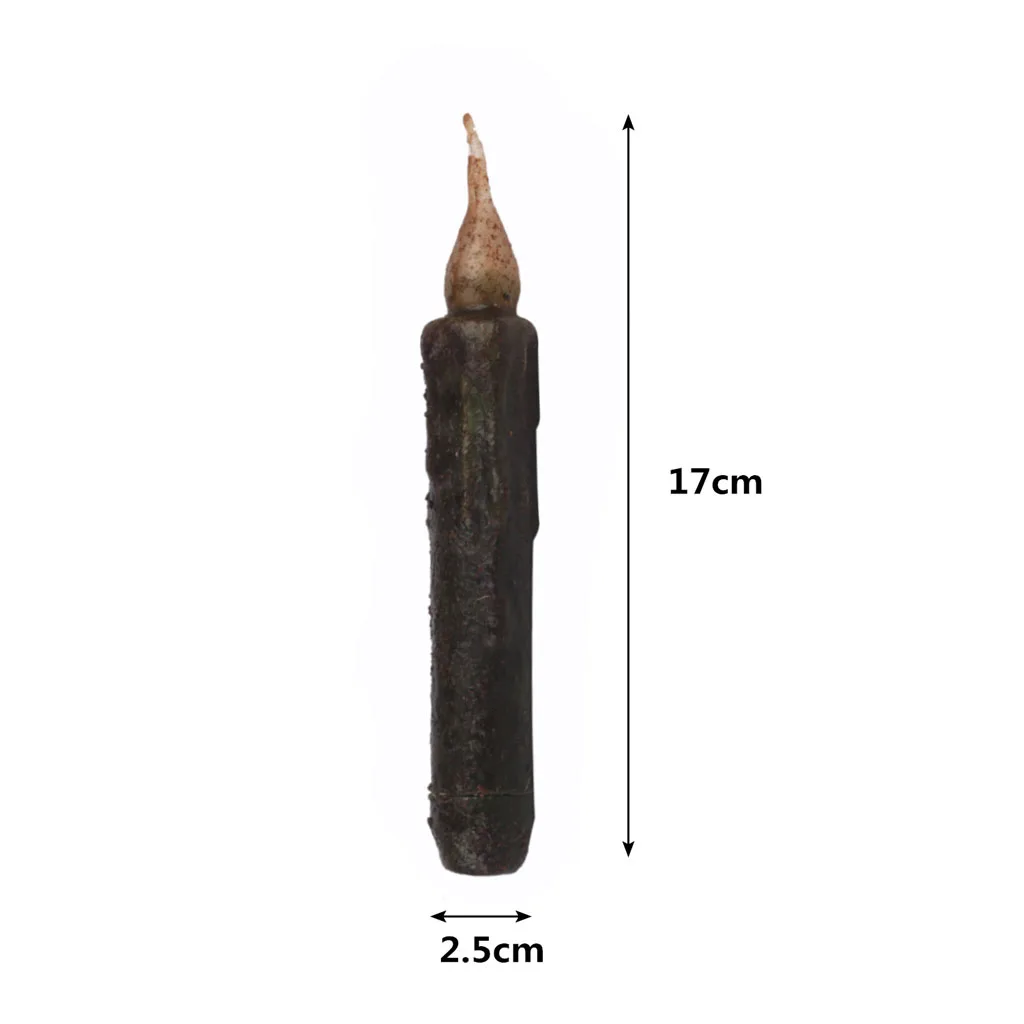 24Pcs Pack 170mm Vintage Style Black Wax LED Candle Taper Candle Flameless Pillar Candle for Wedding Birthday Party Table Decor