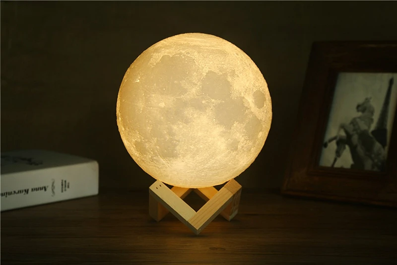 7color Moon лампа светодиодный ночник перезаряжаемый 3D принт лунный свет настольная лампа для детей подарок спальня домашний декор креативное освещение