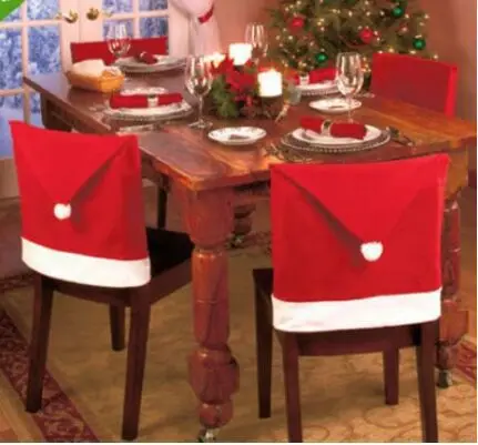 

60x50cm Santa Red Hat Chair Covers Christmas Decorations Dinner Decor Chair Sets