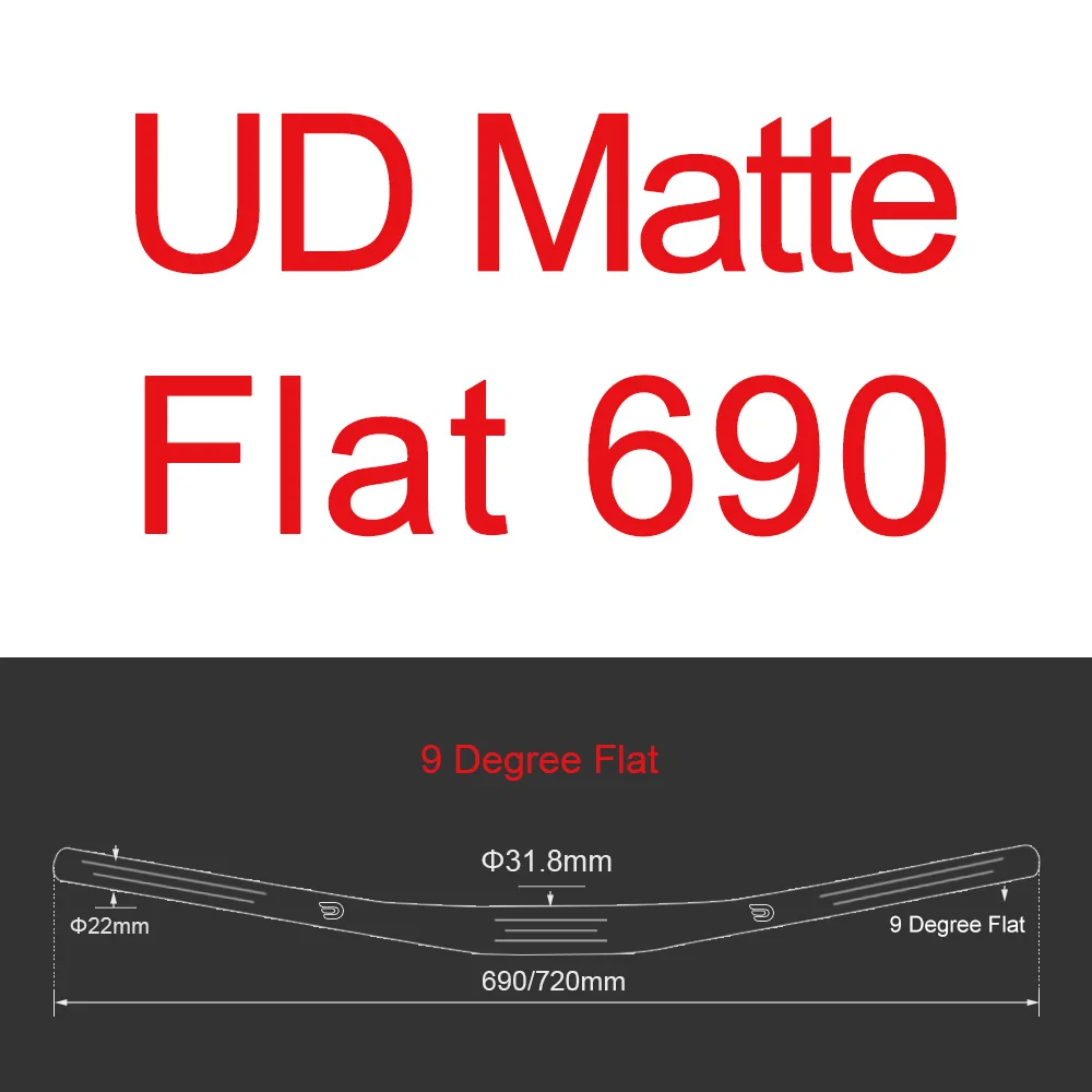 Горячая RXL XXX 9 градусов углеродный горный плоский для велосипедного руля велосипед на руль горного велосипеда, углеродный глянцевый матовый UD 31,8*690/720 мм - Цвет: Flat Ud Matte 690mm