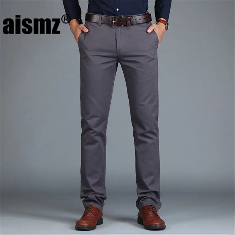 

Aismz New Men's Pants Straight Loose Casual Trousers Large Size Cotton Fashion Men's Business Suit Pants Green Brown Grey