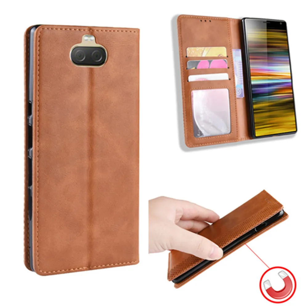 

For Sony Xperia 10 Case Luxury Flip PU Leather Wallet Magnetic Adsorption Case For Sony Xperia 10 Plus 10plus Phone Bag Cases