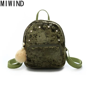 

NEW Velvet Women Mini Backpack Teenage Girl Mochila Escolar Female Ruckasck Student Small Book Bag Schoolbag Backpack TAL1267