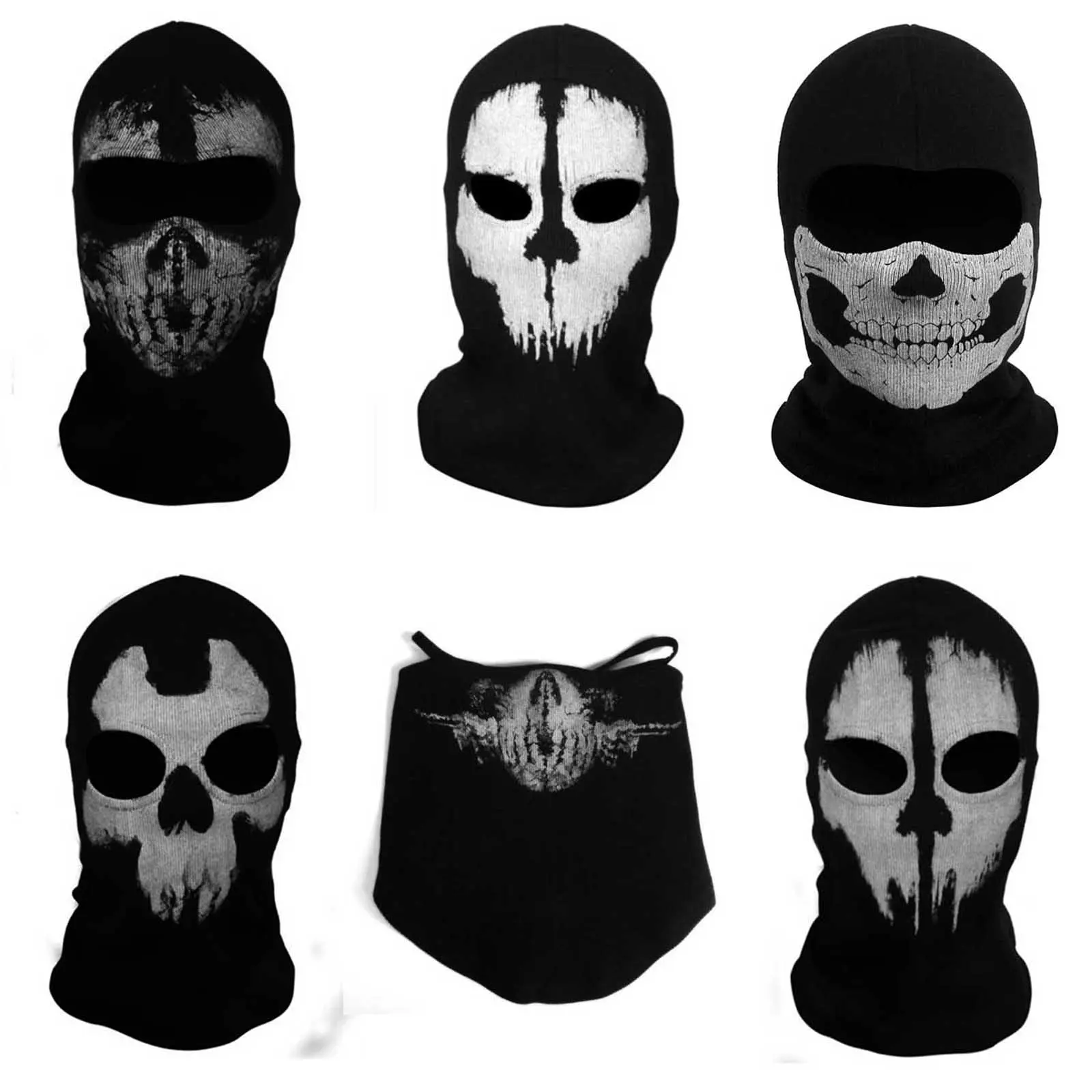 Mayitr Halloween Ghost Skull Motorcycle Balaclava Mask Cycling Full Face Game Cosplay Mask Protection