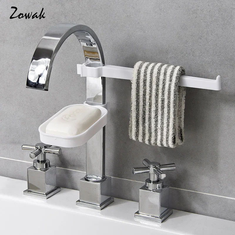 

Faucet Soap Holder Water Tap Sponge Tray Removable Dishcloth Drying Shelf Hanging Kitchen Plastic Sink Caddy Organizer Towel 1pc