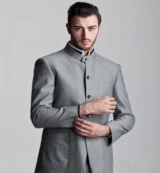 

Elegant Men Suits 2017 Grey Custom Made Mens Business Formal Wear Wedding Groom Tuxedos Suits Wedding Suits (Jacket+Pants+Tie)