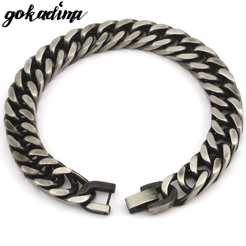 

GOKADIMA 2019 New Style Antique Finished Stainless Steel Chain Bracelet Men Jewelry Party Christmas Gift