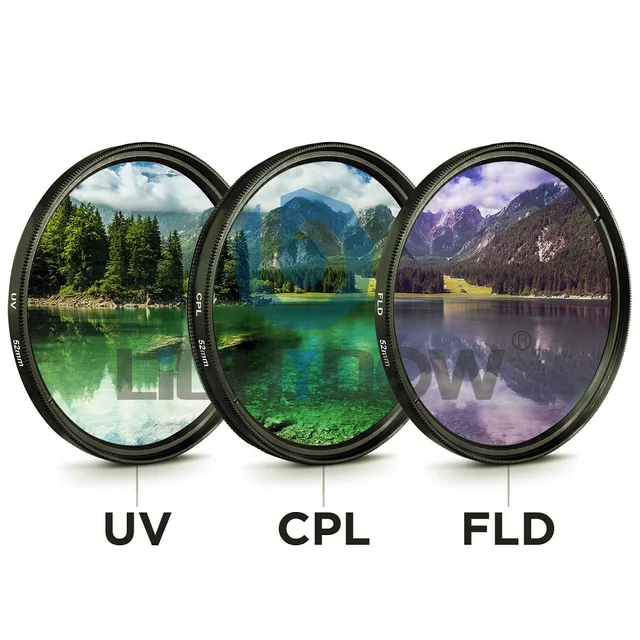 Best Offers 49MM 52MM 55MM 58MM 62MM 67MM 72MM 77MM UV+CPL+FLD 3 in 1 Lens Filter Set with Bag for Cannon Nikon Sony Pentax Camera Lens