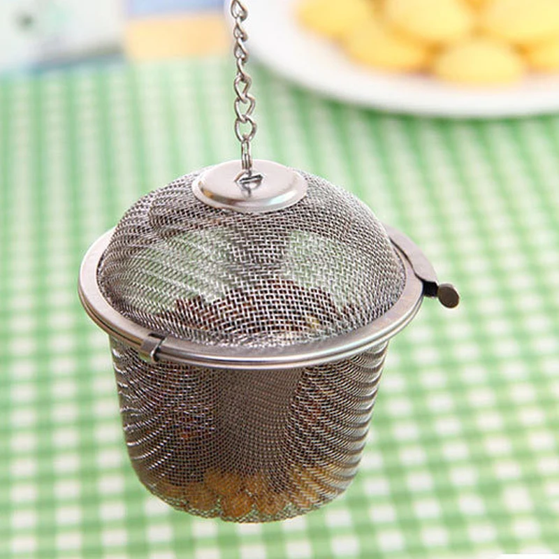 

Stainless Steel Spice Seasoning Bag Mesh Ball Shape Tea Filter Basket Infuser Office Living Room