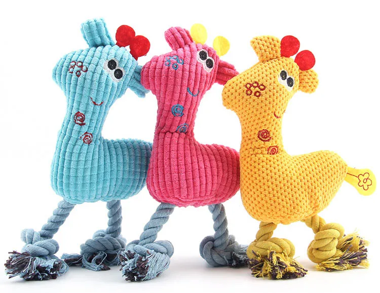 Милый плюшевый жираф веревка Домашние животные маленькие собаки скрипучие интерактивные игрушки олени куклы для игры со щенком жевательно-кусательная игрушка собака тренировочные аксессуары