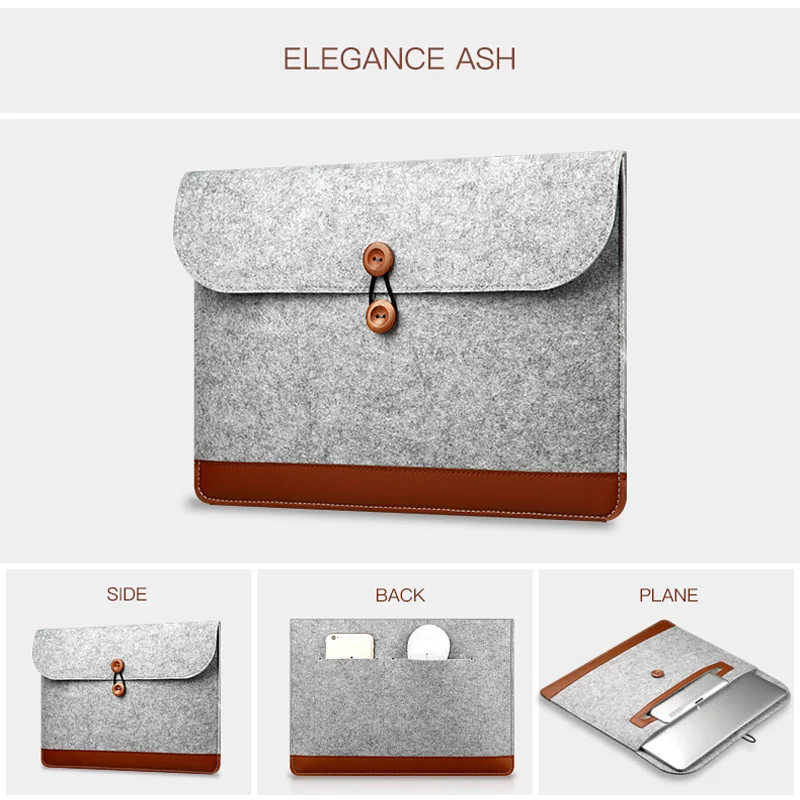 Binful шерсть фетровый карман для ноутбука сумка для Macbook Air 11 12 13 15 Pro retina 11,6 13,3 15," Чехол сумка для Macbook Air 13 - Цвет: grey